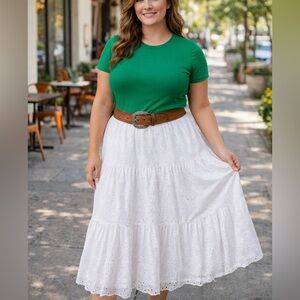 Gibson Latimer White Eyelet A-Line Skirt  Plus Size XXL Prairie Western Capsule